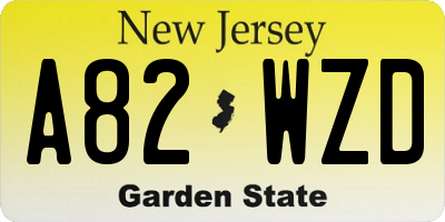 NJ license plate A82WZD