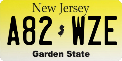 NJ license plate A82WZE