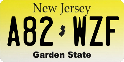 NJ license plate A82WZF