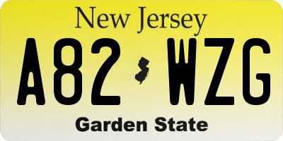 NJ license plate A82WZG