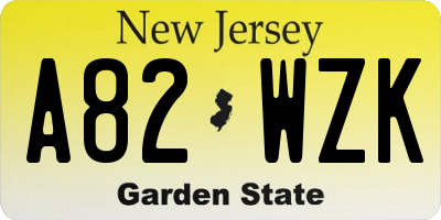 NJ license plate A82WZK