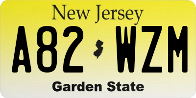 NJ license plate A82WZM