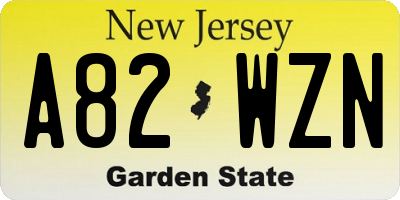 NJ license plate A82WZN