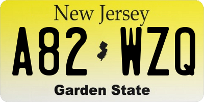 NJ license plate A82WZQ