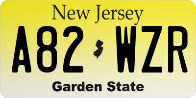 NJ license plate A82WZR