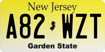 NJ license plate A82WZT