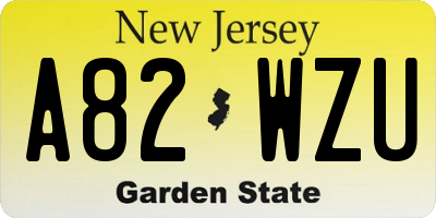 NJ license plate A82WZU