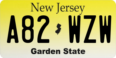 NJ license plate A82WZW