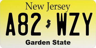 NJ license plate A82WZY
