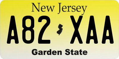 NJ license plate A82XAA