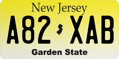 NJ license plate A82XAB