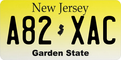 NJ license plate A82XAC