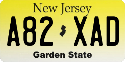 NJ license plate A82XAD