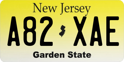 NJ license plate A82XAE