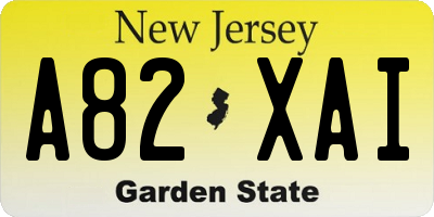 NJ license plate A82XAI