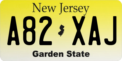 NJ license plate A82XAJ