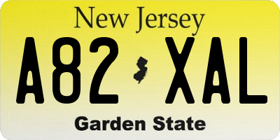 NJ license plate A82XAL