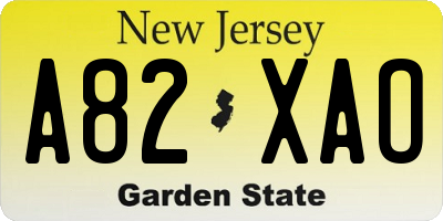 NJ license plate A82XAO