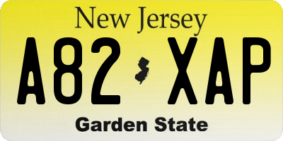 NJ license plate A82XAP