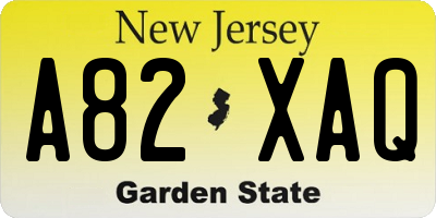 NJ license plate A82XAQ