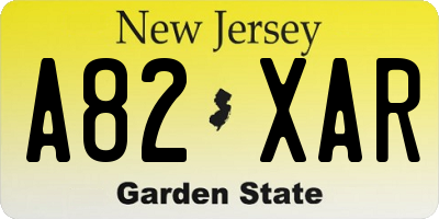 NJ license plate A82XAR