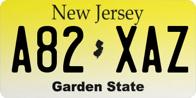 NJ license plate A82XAZ