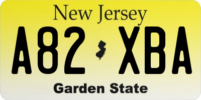 NJ license plate A82XBA