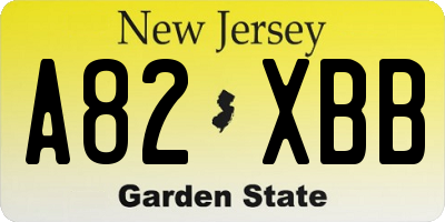 NJ license plate A82XBB