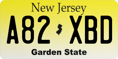 NJ license plate A82XBD