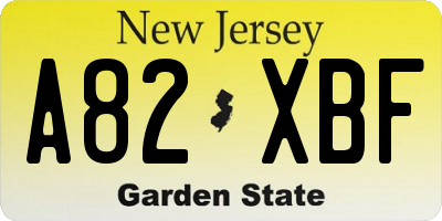 NJ license plate A82XBF