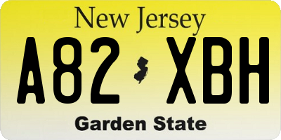 NJ license plate A82XBH