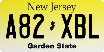 NJ license plate A82XBL
