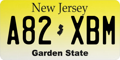 NJ license plate A82XBM