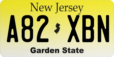 NJ license plate A82XBN