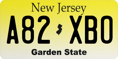 NJ license plate A82XBO