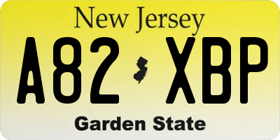 NJ license plate A82XBP