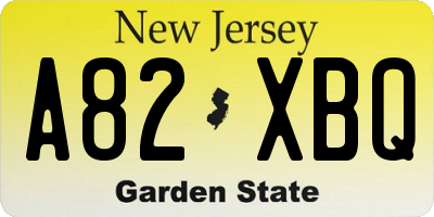 NJ license plate A82XBQ
