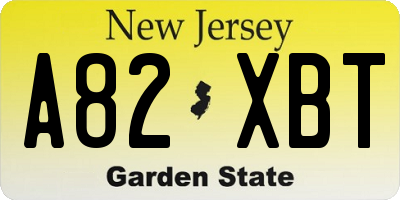 NJ license plate A82XBT
