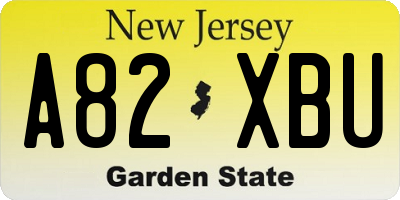 NJ license plate A82XBU