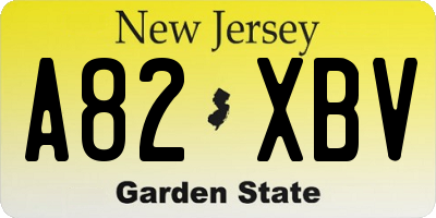 NJ license plate A82XBV