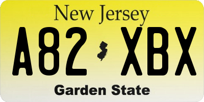 NJ license plate A82XBX
