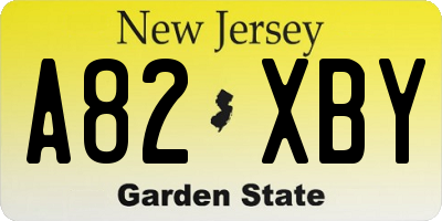 NJ license plate A82XBY