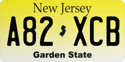 NJ license plate A82XCB
