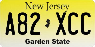 NJ license plate A82XCC