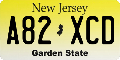 NJ license plate A82XCD