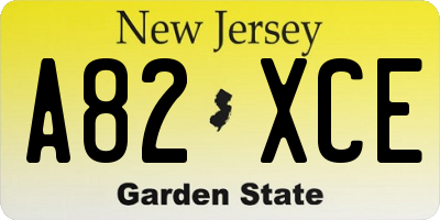 NJ license plate A82XCE