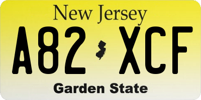 NJ license plate A82XCF