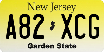 NJ license plate A82XCG