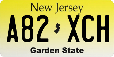 NJ license plate A82XCH