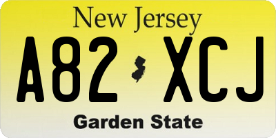 NJ license plate A82XCJ